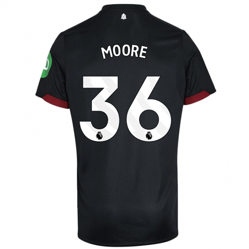 Kids Football Sean Moore #36 Black White Away Jersey 2024/25 T-Shirt Australia