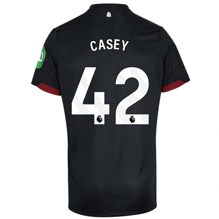 Kids Football Kaelan Casey #42 Black White Away Jersey 2024/25 T-Shirt Australia