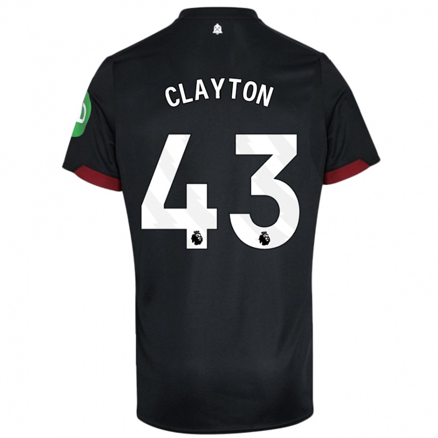 Kids Football Regan Clayton #43 Black White Away Jersey 2024/25 T-Shirt Australia