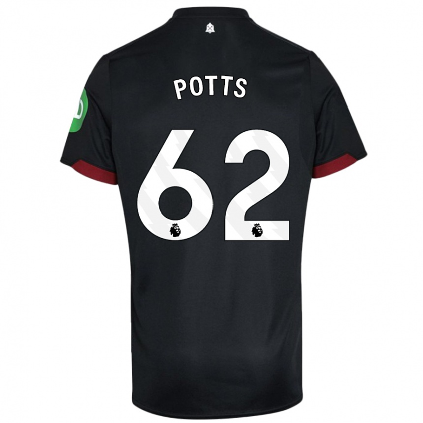 Kids Football Freddie Potts #62 Black White Away Jersey 2024/25 T-Shirt Australia