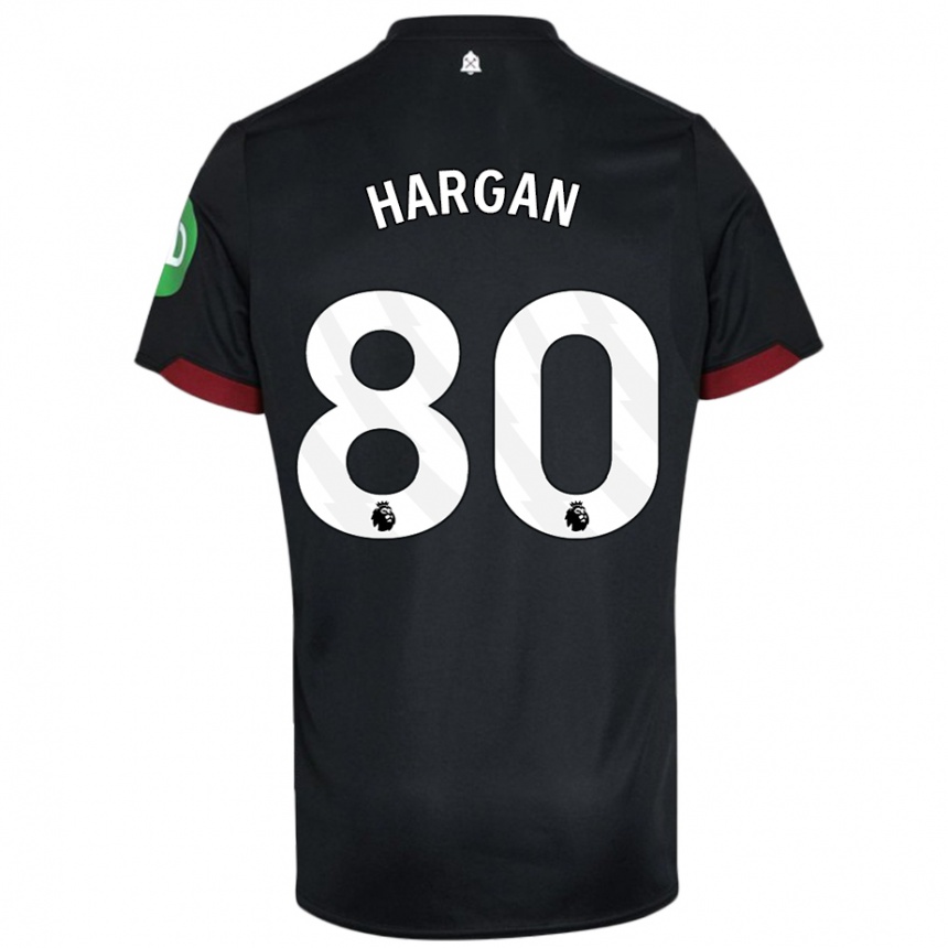 Kids Football Riley Hargan #80 Black White Away Jersey 2024/25 T-Shirt Australia