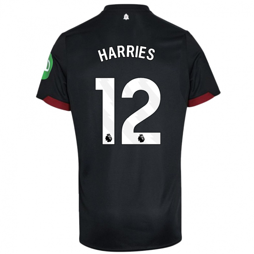 Kids Football Emma Harries #12 Black White Away Jersey 2024/25 T-Shirt Australia