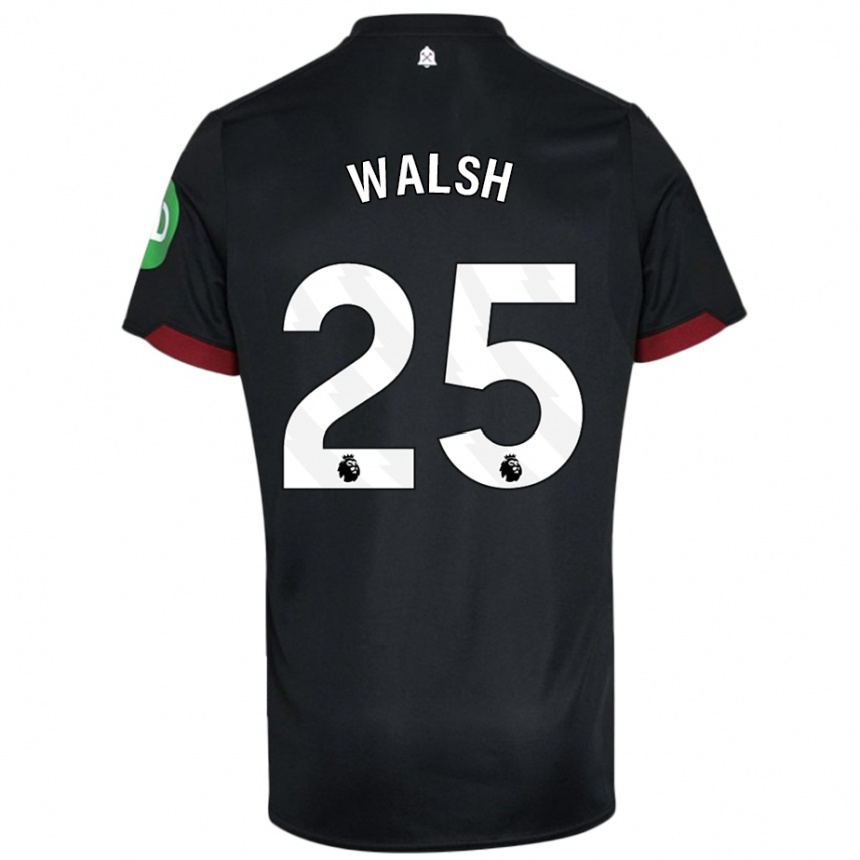 Kids Football Megan Walsh #25 Black White Away Jersey 2024/25 T-Shirt Australia