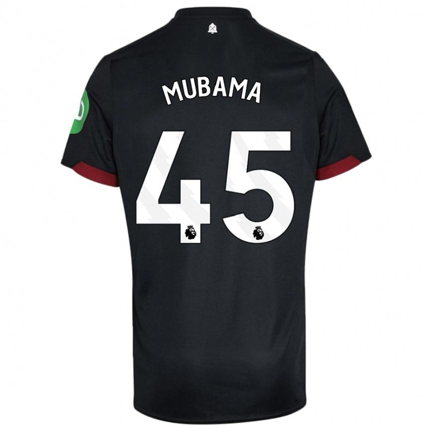 Kids Football Divin Mubama #45 Black White Away Jersey 2024/25 T-Shirt Australia