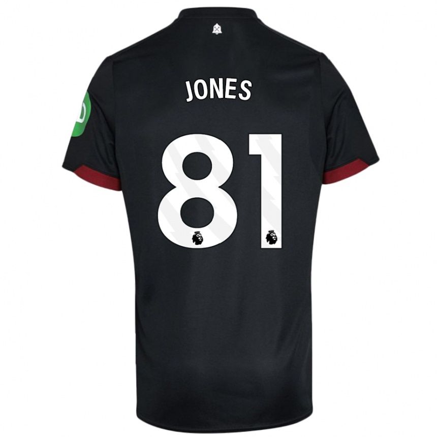 Kids Football Liam Jones #81 Black White Away Jersey 2024/25 T-Shirt Australia