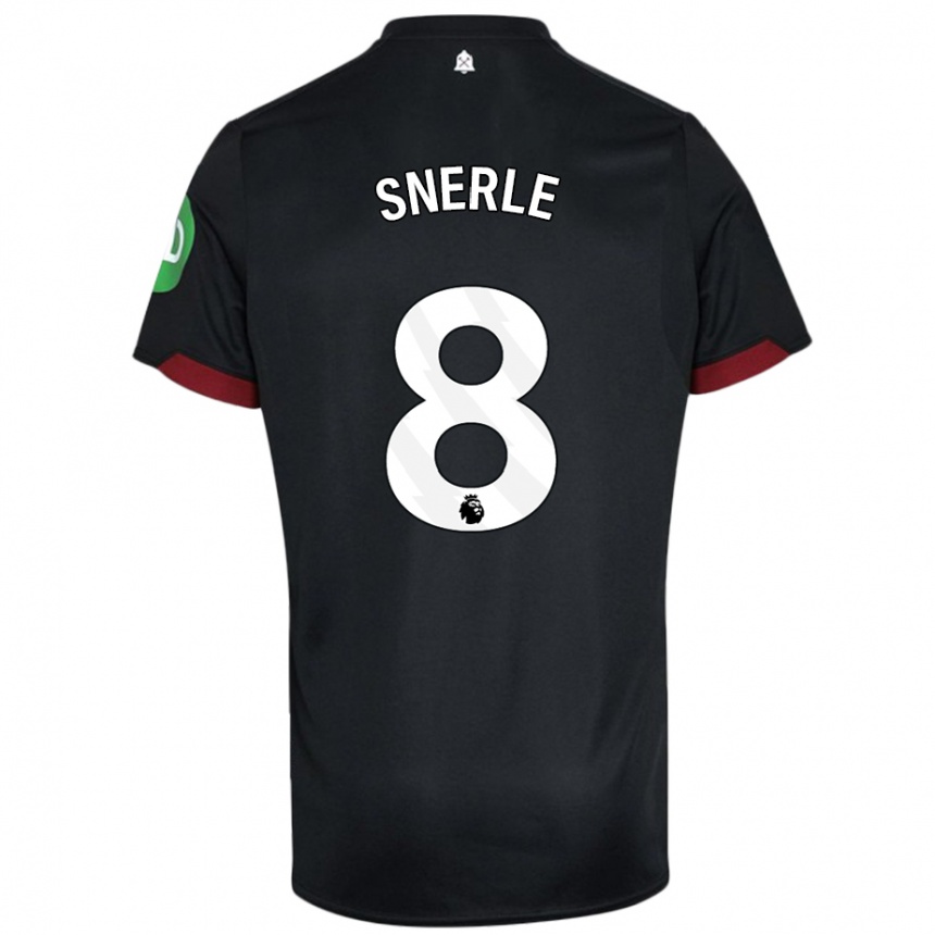 Kids Football Emma Snerle #8 Black White Away Jersey 2024/25 T-Shirt Australia