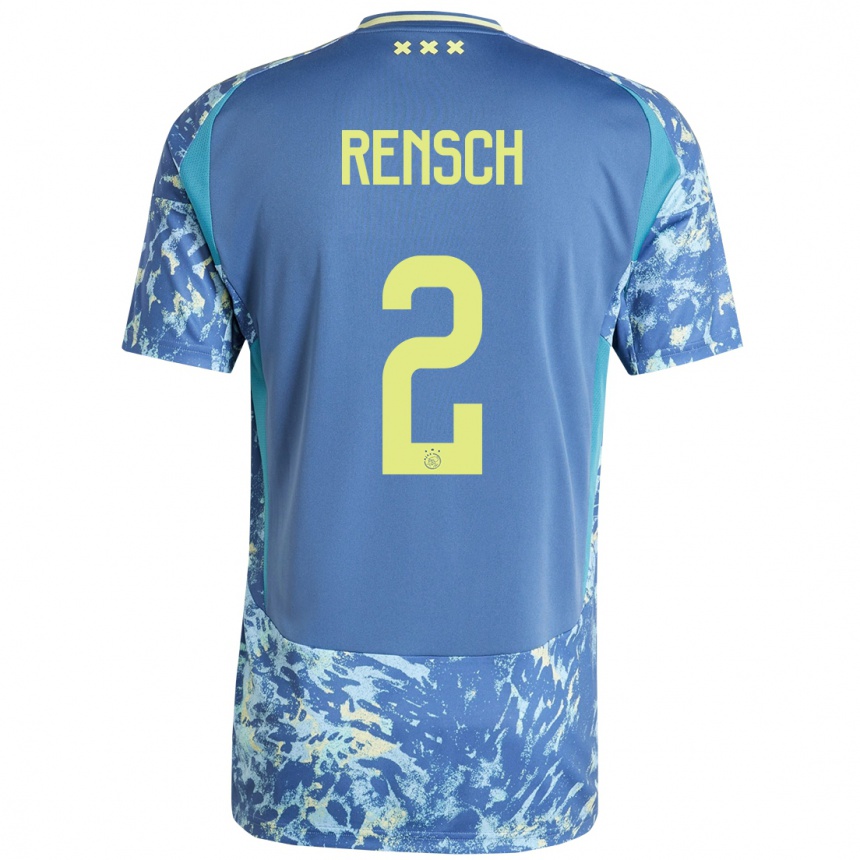 Kids Football Devyne Rensch #2 Grey Blue Yellow Away Jersey 2024/25 T-Shirt Australia