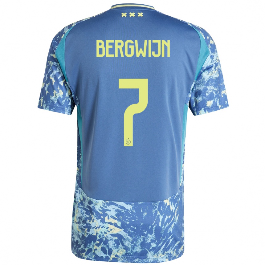 Kids Football Steven Bergwijn #7 Grey Blue Yellow Away Jersey 2024/25 T-Shirt Australia