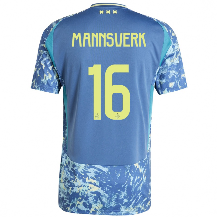 Kids Football Sivert Mannsverk #16 Grey Blue Yellow Away Jersey 2024/25 T-Shirt Australia