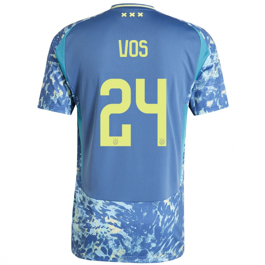 Kids Football Silvano Vos #24 Grey Blue Yellow Away Jersey 2024/25 T-Shirt Australia