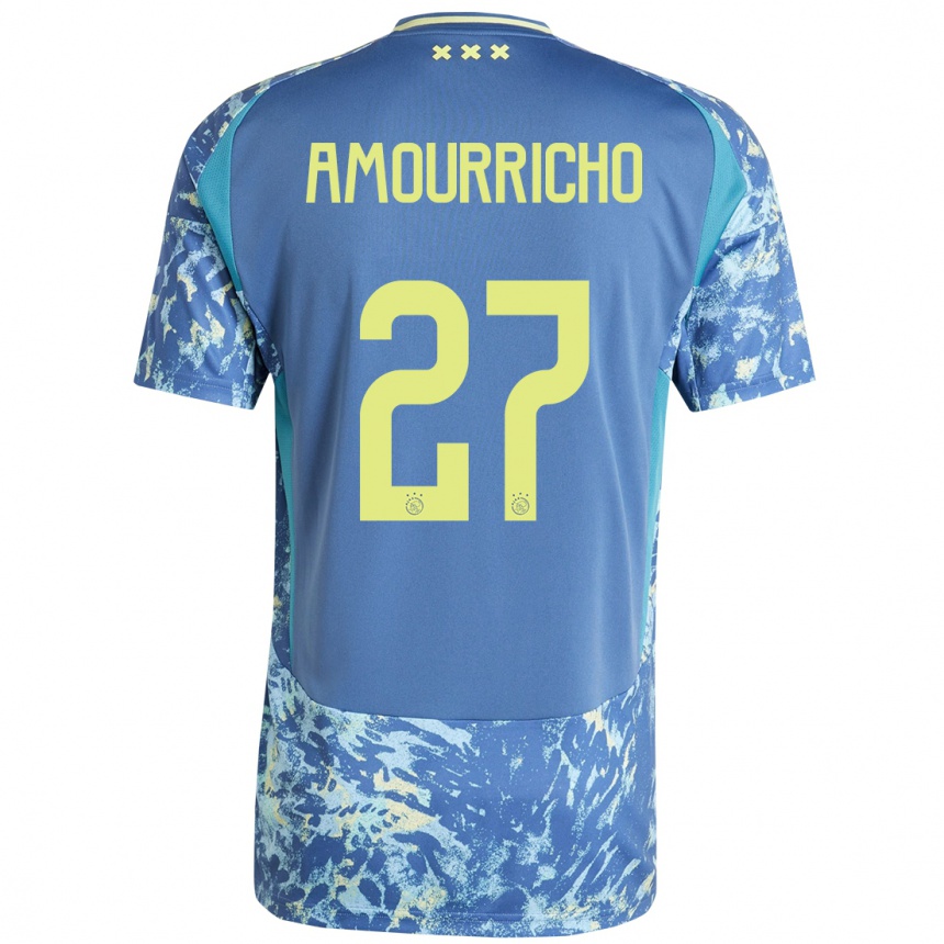 Kids Football Amourricho Van Axel Dongen #27 Grey Blue Yellow Away Jersey 2024/25 T-Shirt Australia