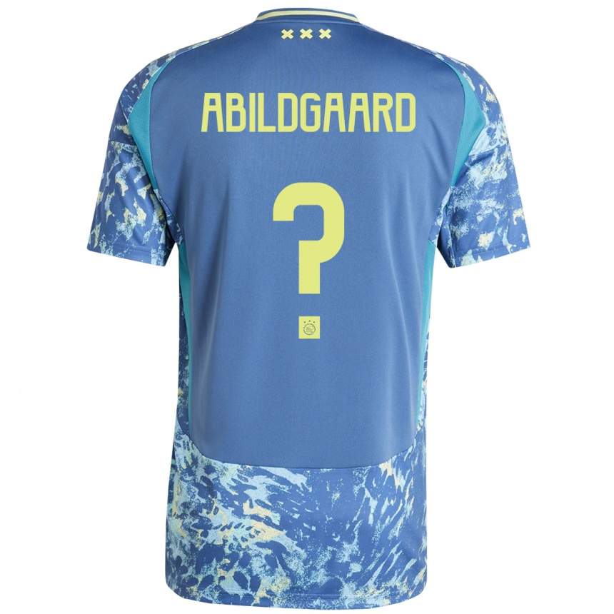 Kids Football Lasse Abildgaard #0 Grey Blue Yellow Away Jersey 2024/25 T-Shirt Australia