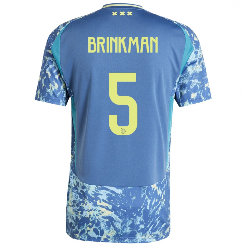 Kids Football Tim Brinkman #5 Grey Blue Yellow Away Jersey 2024/25 T-Shirt Australia