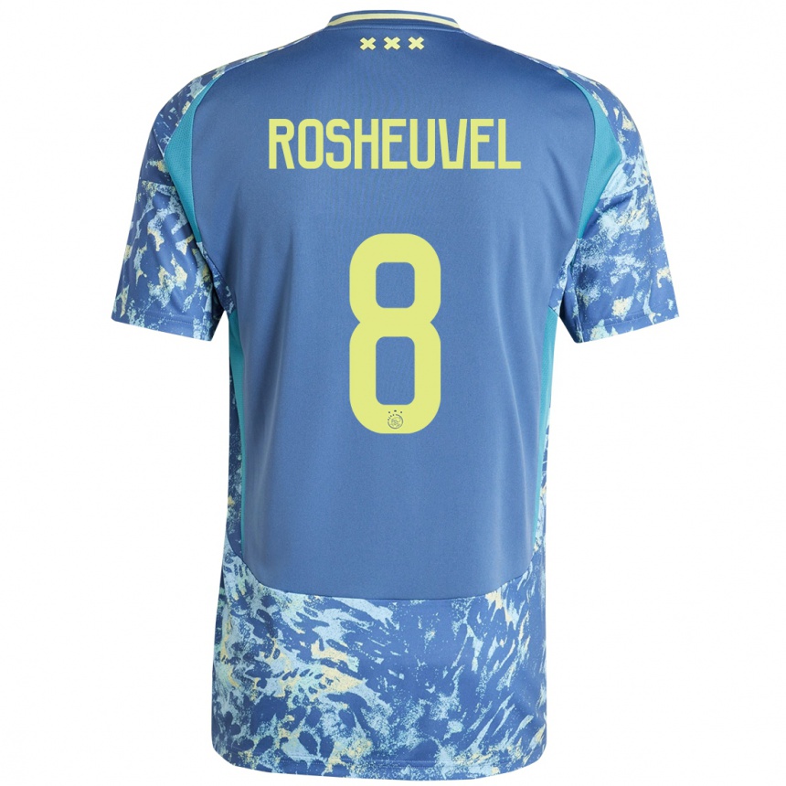 Kids Football Darren Rosheuvel #8 Grey Blue Yellow Away Jersey 2024/25 T-Shirt Australia