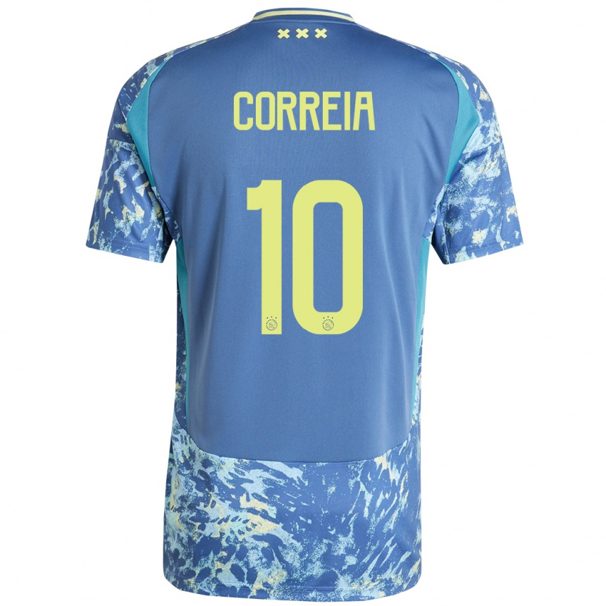 Kids Football Tim Correia #10 Grey Blue Yellow Away Jersey 2024/25 T-Shirt Australia