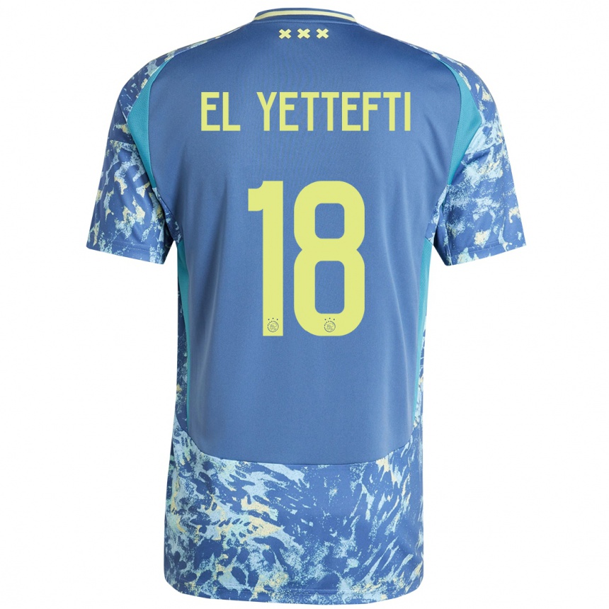 Kids Football Adil Amghar El Yettefti #18 Grey Blue Yellow Away Jersey 2024/25 T-Shirt Australia