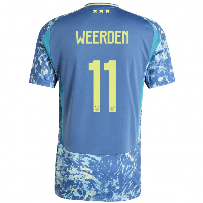 Kids Football Ashleigh Weerden #11 Grey Blue Yellow Away Jersey 2024/25 T-Shirt Australia