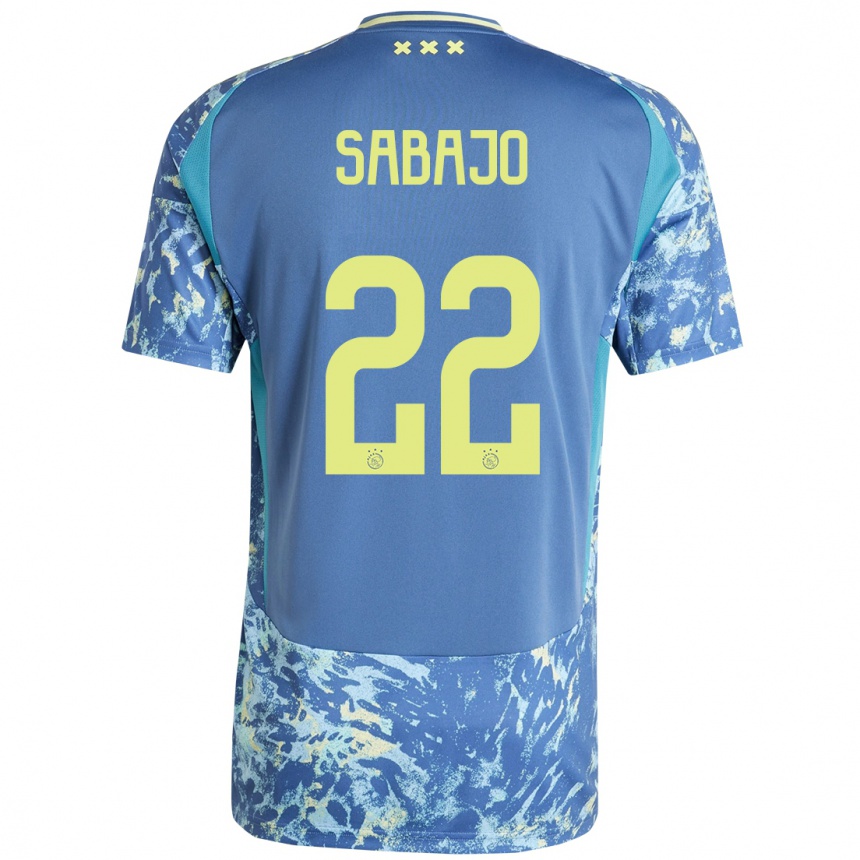 Kids Football Quinty Sabajo #22 Grey Blue Yellow Away Jersey 2024/25 T-Shirt Australia