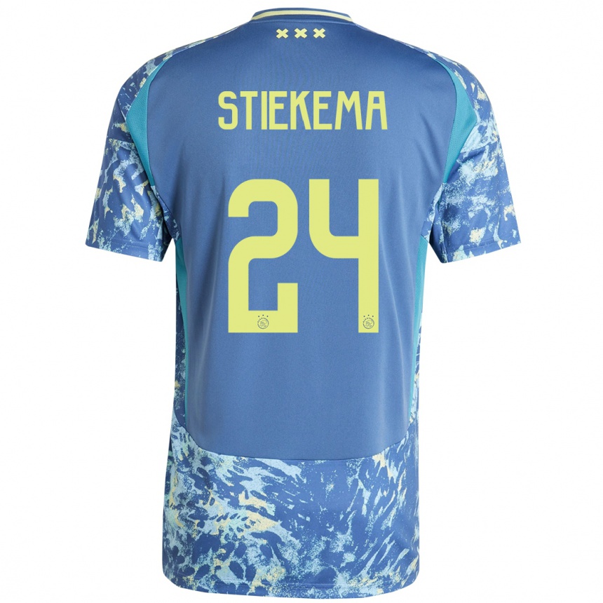 Kids Football Iris Stiekema #24 Grey Blue Yellow Away Jersey 2024/25 T-Shirt Australia