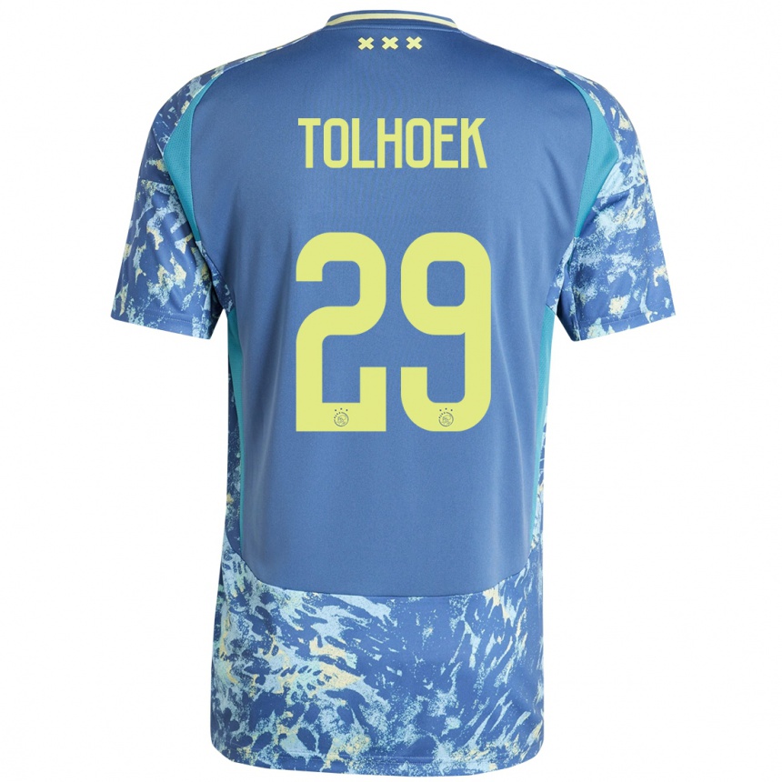 Kids Football Danique Tolhoek #29 Grey Blue Yellow Away Jersey 2024/25 T-Shirt Australia