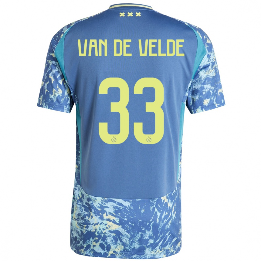 Kids Football Jonna Van De Velde #33 Grey Blue Yellow Away Jersey 2024/25 T-Shirt Australia