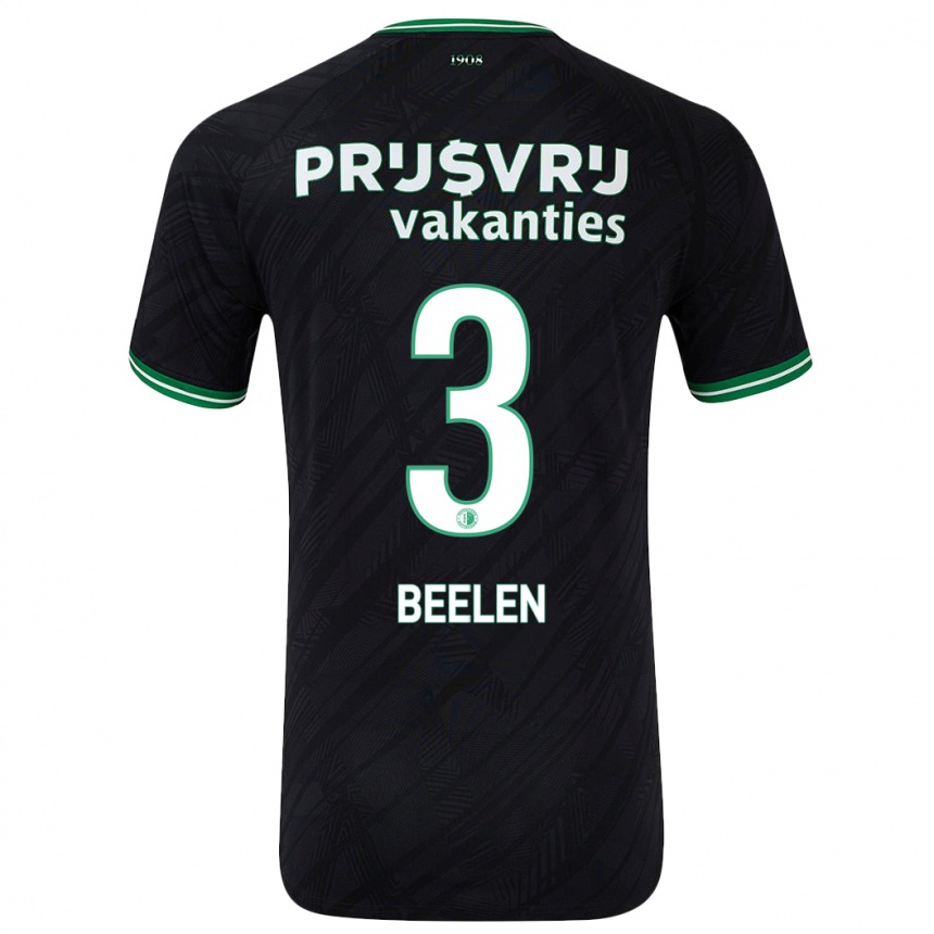 Kids Football Thomas Beelen #3 Black Green Away Jersey 2024/25 T-Shirt Australia