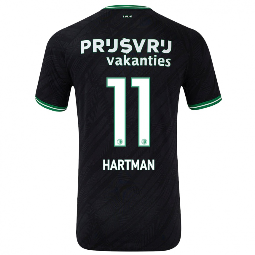 Kids Football Quilindschy Hartman #11 Black Green Away Jersey 2024/25 T-Shirt Australia