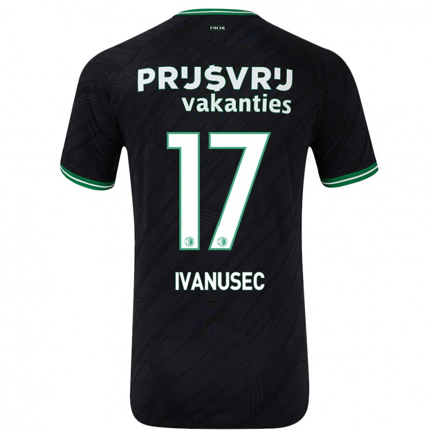 Kids Football Luka Ivanusec #17 Black Green Away Jersey 2024/25 T-Shirt Australia