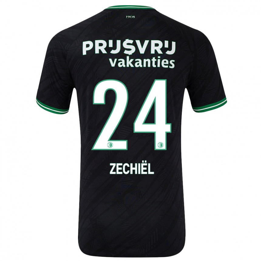 Kids Football Gjivai Zechiël #24 Black Green Away Jersey 2024/25 T-Shirt Australia