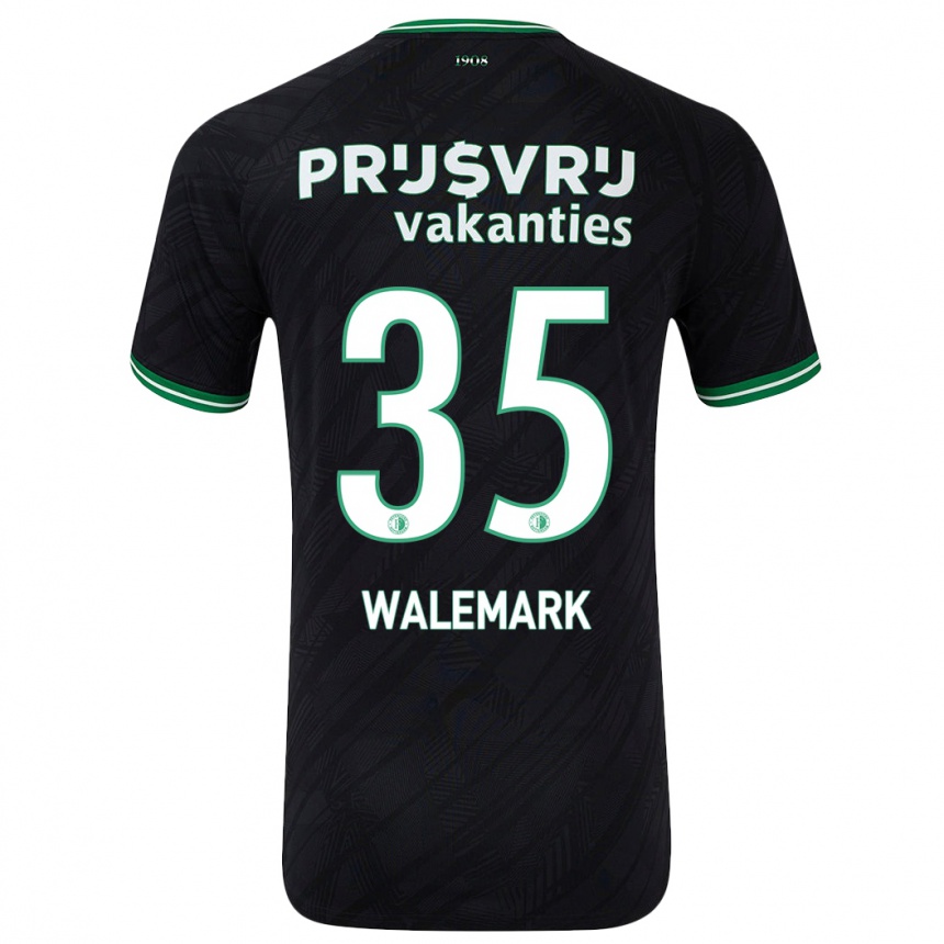 Kids Football Patrik Walemark #35 Black Green Away Jersey 2024/25 T-Shirt Australia