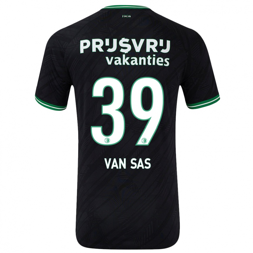 Kids Football Mikki Van Sas #39 Black Green Away Jersey 2024/25 T-Shirt Australia