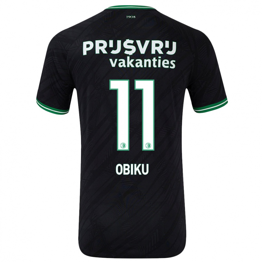 Kids Football Junior Obiku #11 Black Green Away Jersey 2024/25 T-Shirt Australia