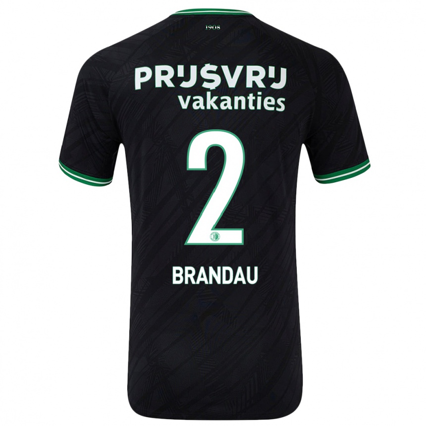 Kids Football Justine Brandau #2 Black Green Away Jersey 2024/25 T-Shirt Australia