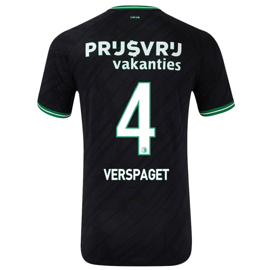 Kids Football Amber Verspaget #4 Black Green Away Jersey 2024/25 T-Shirt Australia