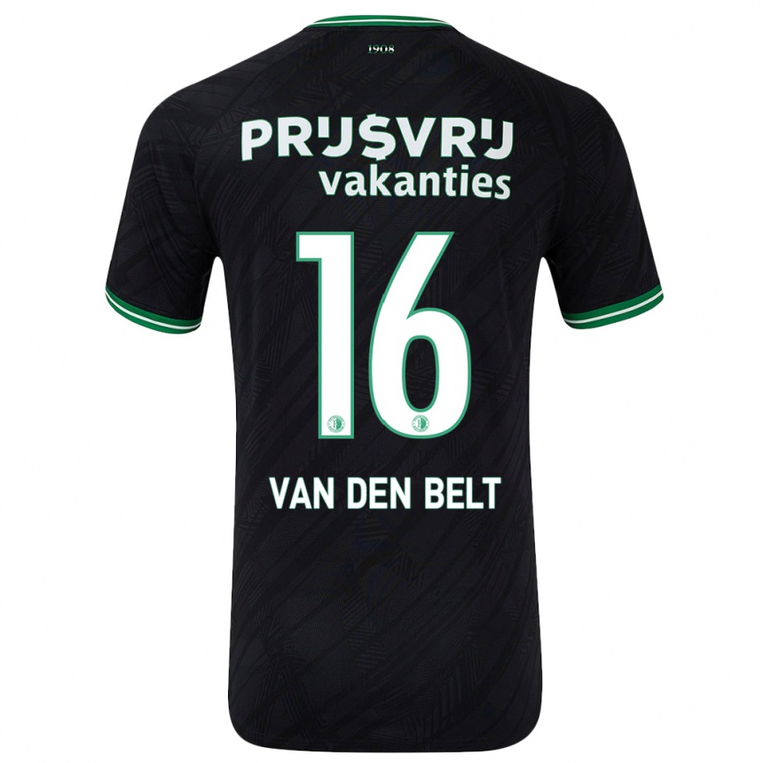 Kids Football Thomas Van Den Belt #16 Black Green Away Jersey 2024/25 T-Shirt Australia