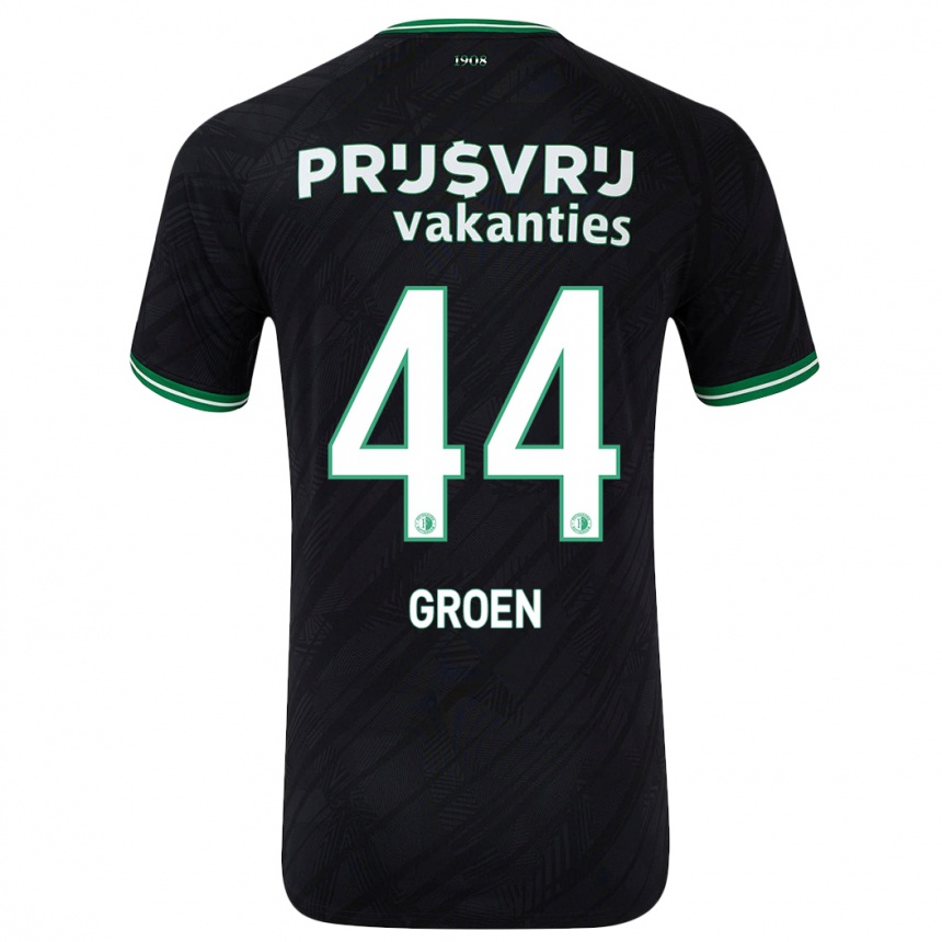 Kids Football Nesto Groen #44 Black Green Away Jersey 2024/25 T-Shirt Australia