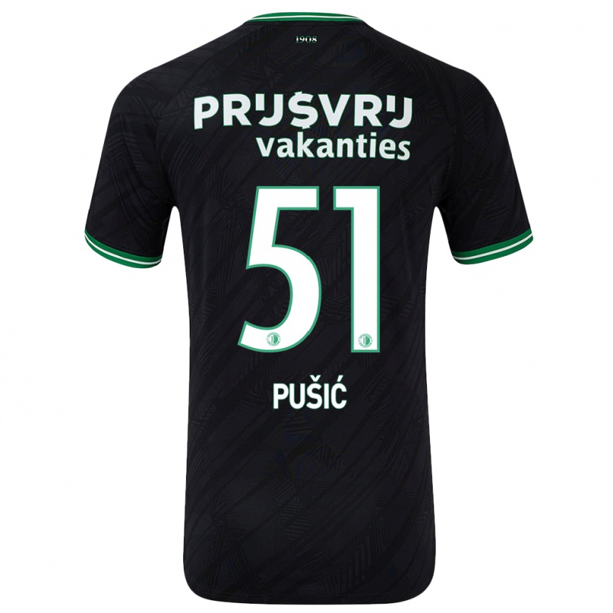 Kids Football Noah Pušić #51 Black Green Away Jersey 2024/25 T-Shirt Australia