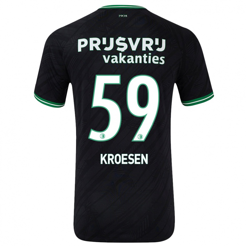 Kids Football Jaimy Kroesen #59 Black Green Away Jersey 2024/25 T-Shirt Australia