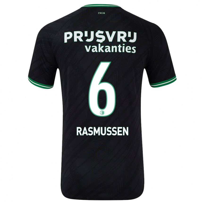 Kids Football Jacob Rasmussen #6 Black Green Away Jersey 2024/25 T-Shirt Australia