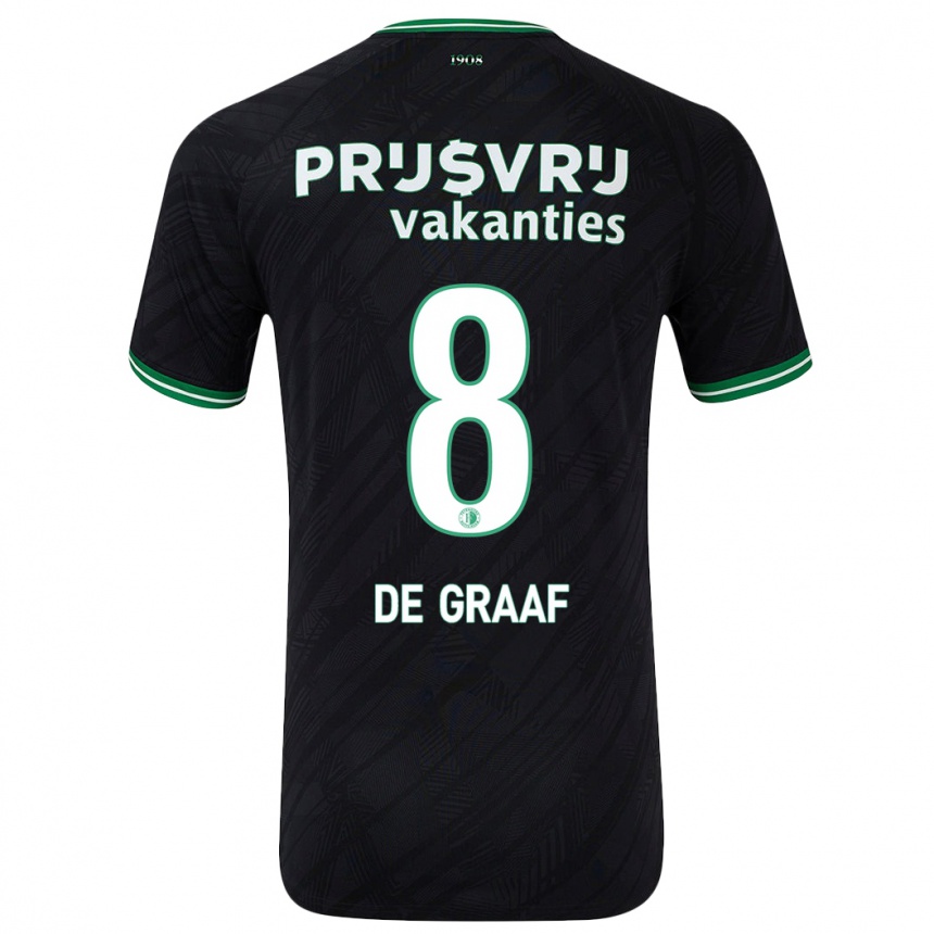 Kids Football Esmee De Graaf #8 Black Green Away Jersey 2024/25 T-Shirt Australia