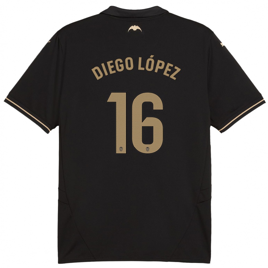 Kids Football Diego López #16 Black Away Jersey 2024/25 T-Shirt Australia