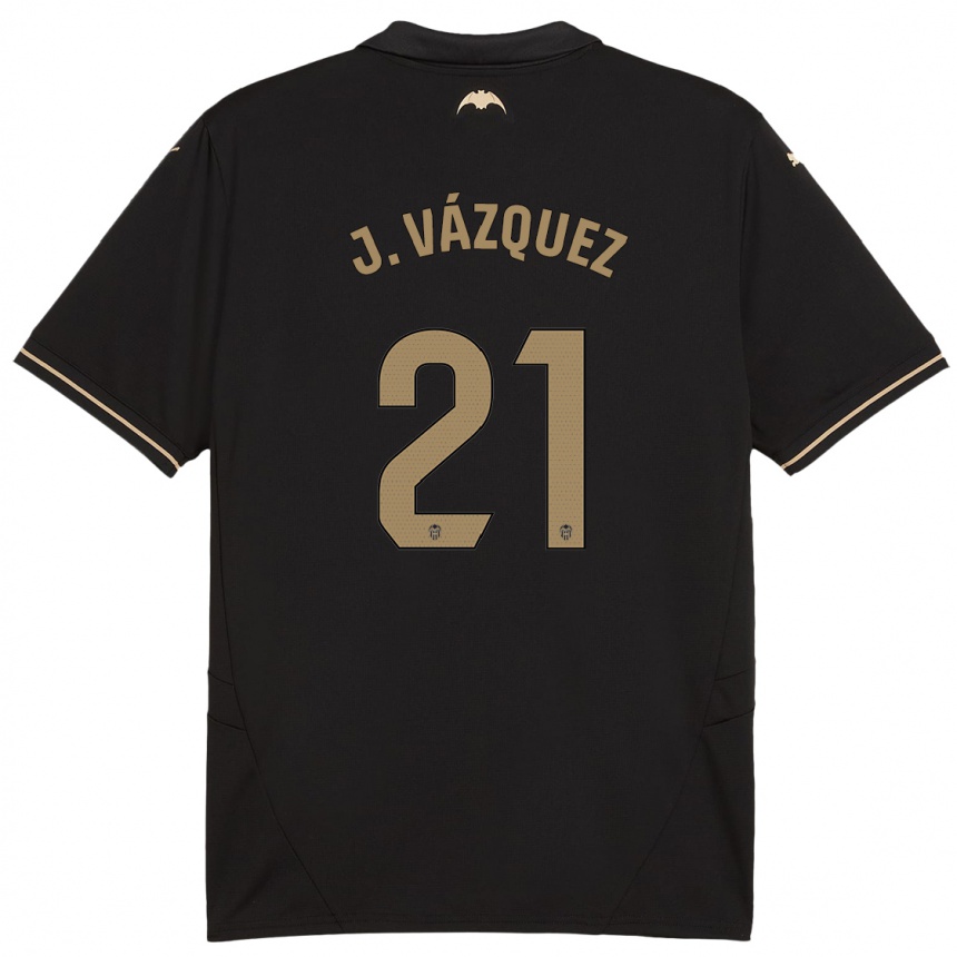 Kids Football Jesús Vázquez #21 Black Away Jersey 2024/25 T-Shirt Australia