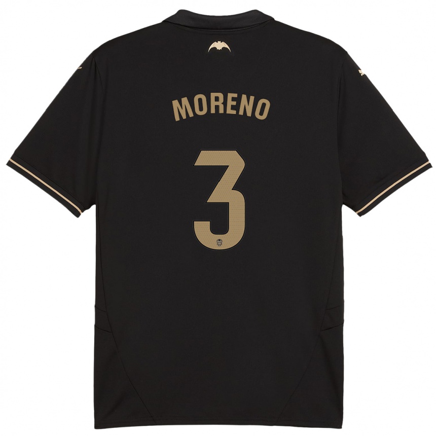 Kids Football Diego Moreno #3 Black Away Jersey 2024/25 T-Shirt Australia