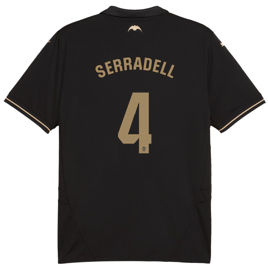 Kids Football Álex Serradell #4 Black Away Jersey 2024/25 T-Shirt Australia