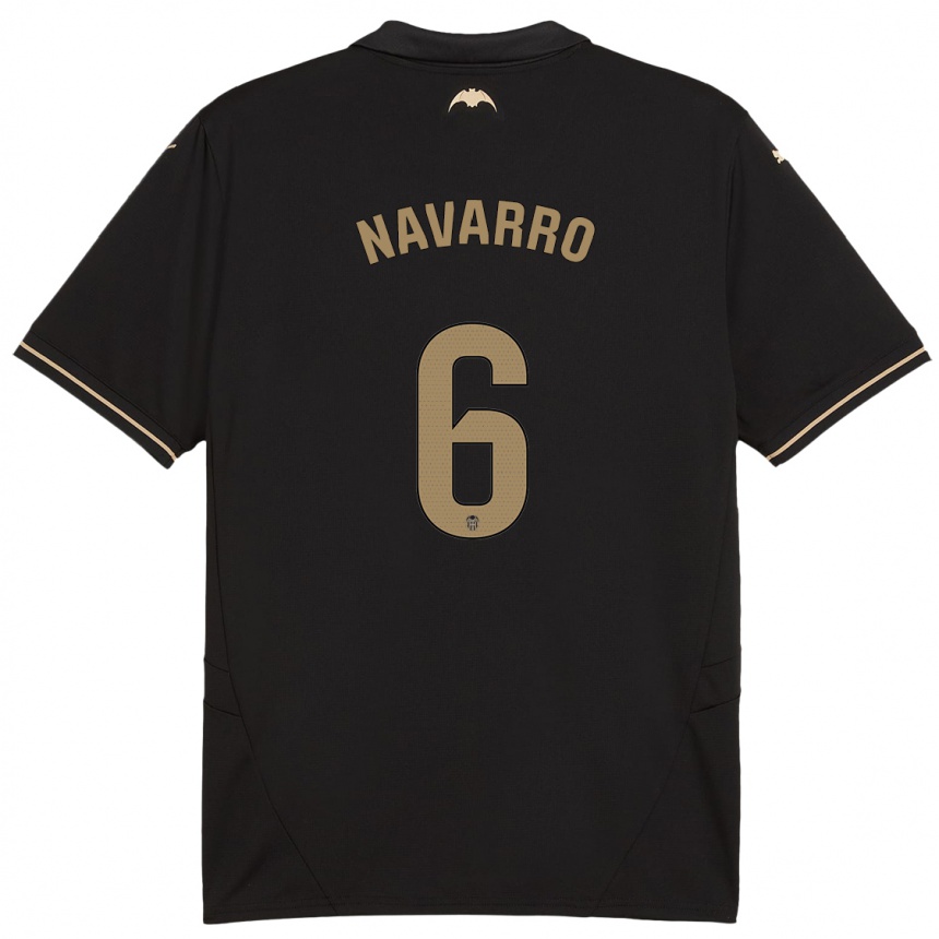 Kids Football Javi Navarro #6 Black Away Jersey 2024/25 T-Shirt Australia