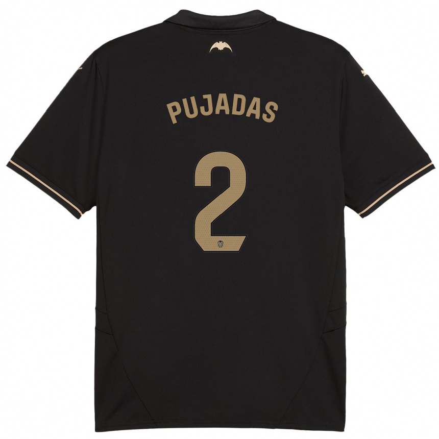 Kids Football Berta Pujadas #2 Black Away Jersey 2024/25 T-Shirt Australia