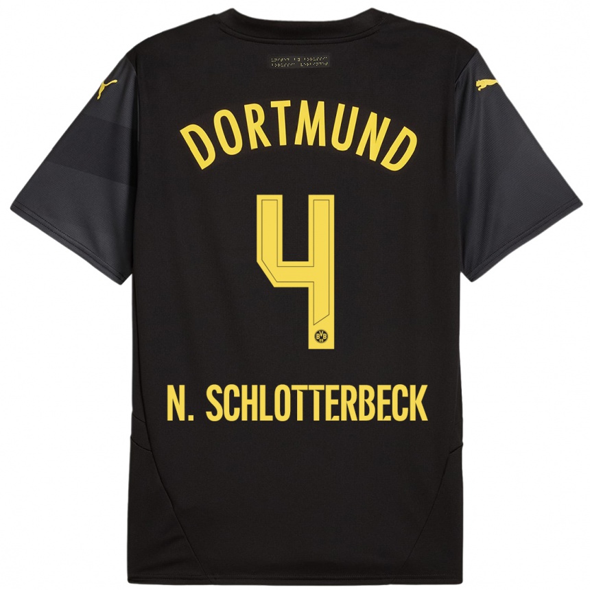 Kids Football Nico Schlotterbeck #4 Black Yellow Away Jersey 2024/25 T-Shirt Australia