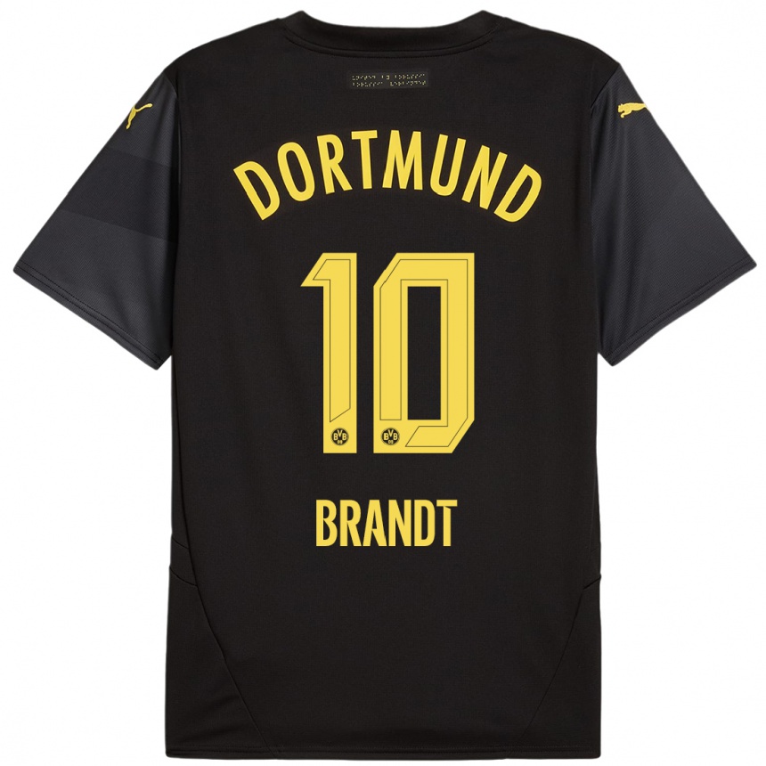 Kids Football Julian Brandt #10 Black Yellow Away Jersey 2024/25 T-Shirt Australia