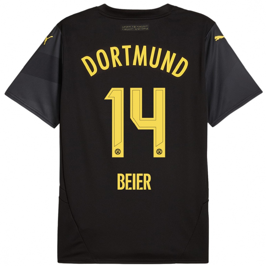 Kids Football Maximilian Beier #14 Black Yellow Away Jersey 2024/25 T-Shirt Australia