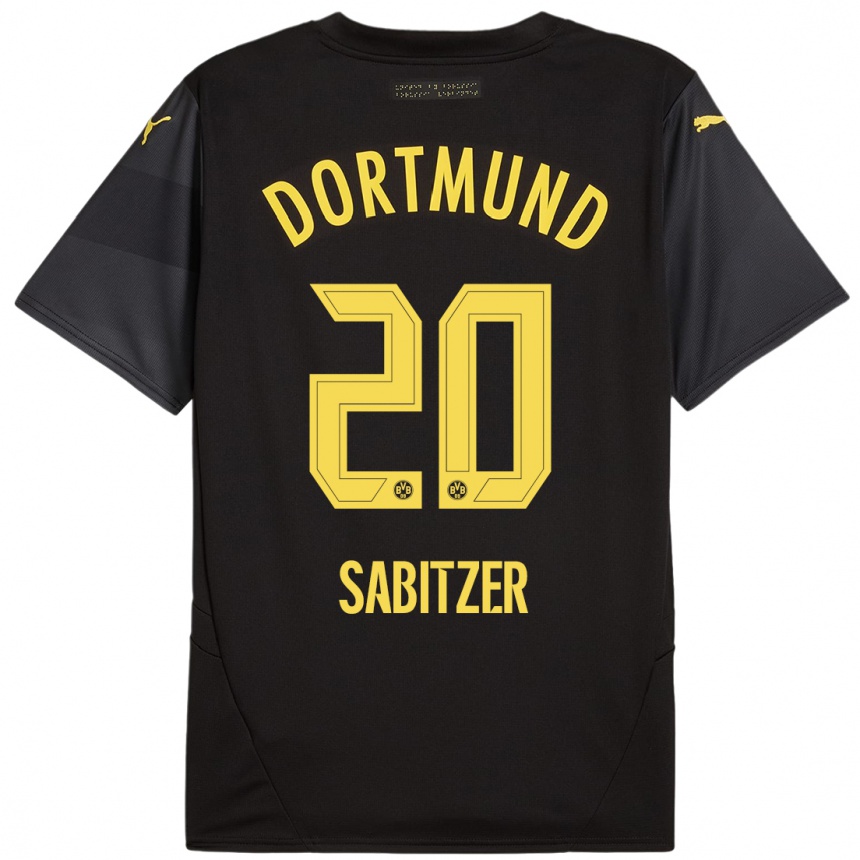 Kids Football Marcel Sabitzer #20 Black Yellow Away Jersey 2024/25 T-Shirt Australia